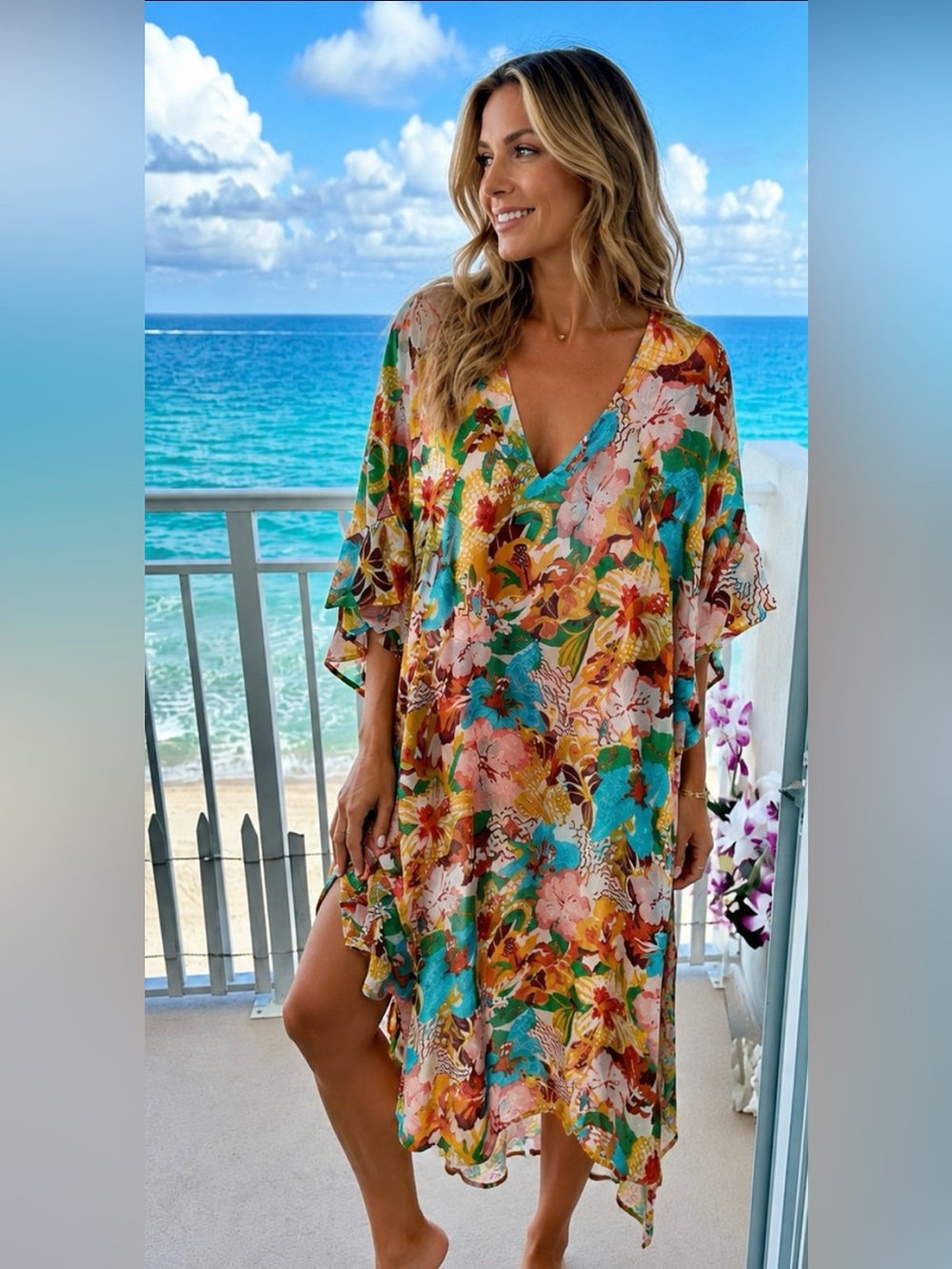 EASEL Floral Multicolor Kaftan